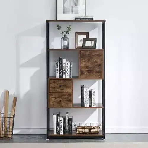 Living Room Furniture bookcases wholesale Multi-level wooden storage rack steel combined  bookcases