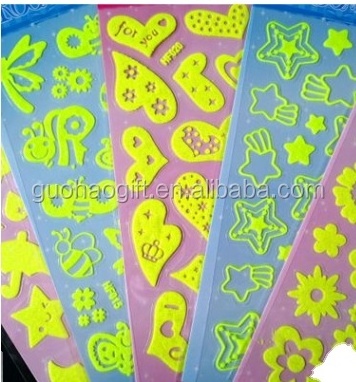 Custom decorative wall sticker flat or 3D glow in the dark stars,glow in the dark sticker wall sticker