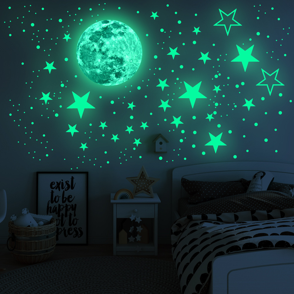 Custom decorative wall sticker flat or 3D glow in the dark stars,glow in the dark sticker wall sticker