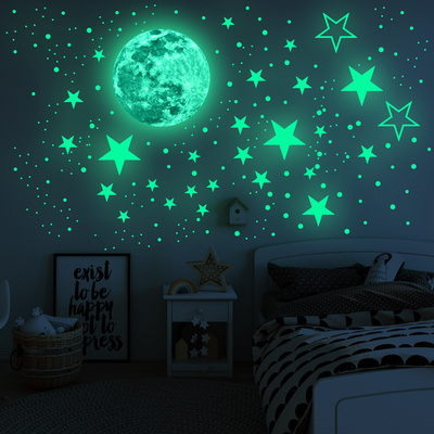 Custom decorative wall sticker flat or 3D glow in the dark stars,glow in the dark sticker wall sticker