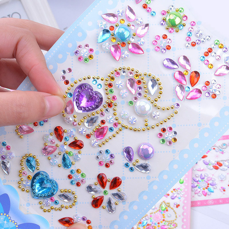 Princess 3D Cute Kids Kawaii Sweet Girl Gift Self Adhesive Acrylic Rhinestone for Phone PC Car Art Diamond Scrapbooking Sticker