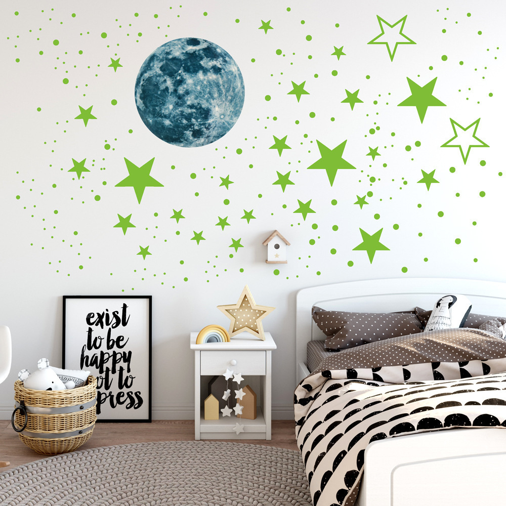 luminous Custom decorative wall sticker flat or 3D glow in the dark stars glow in the dark sticker wall sticker