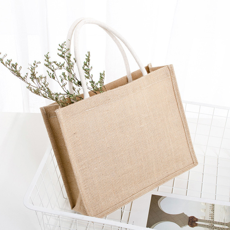 Fashionable Environmentally Friendly Linen Tote Waterproof Shopping New Jute Cotton Rope Blank Tote Bag