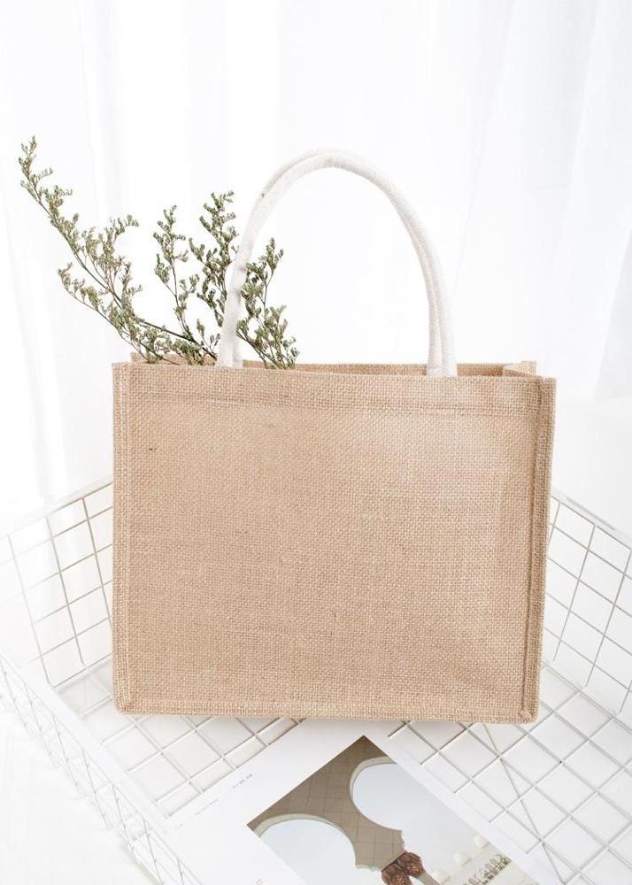 Fashionable Environmentally Friendly Linen Tote Waterproof Shopping New Jute Cotton Rope Blank Tote Bag