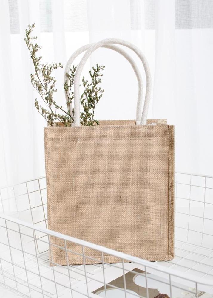 Fashionable Environmentally Friendly Linen Tote Waterproof Shopping New Jute Cotton Rope Blank Tote Bag