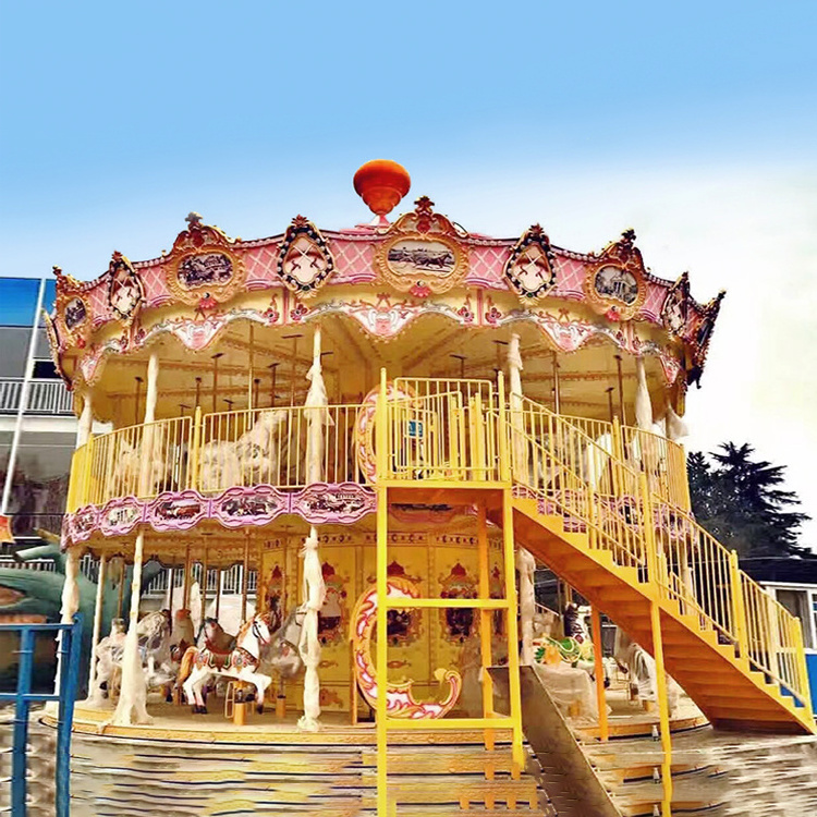 Carnival games amusement park luxury double decker carousel customized color theme park carousel for sale