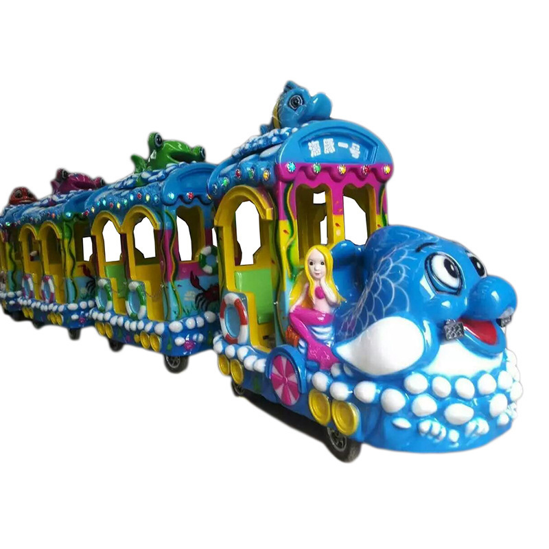 Funny common adorable profitable funfair business amusement park rides mini ocean sightseeing trackless train for sale