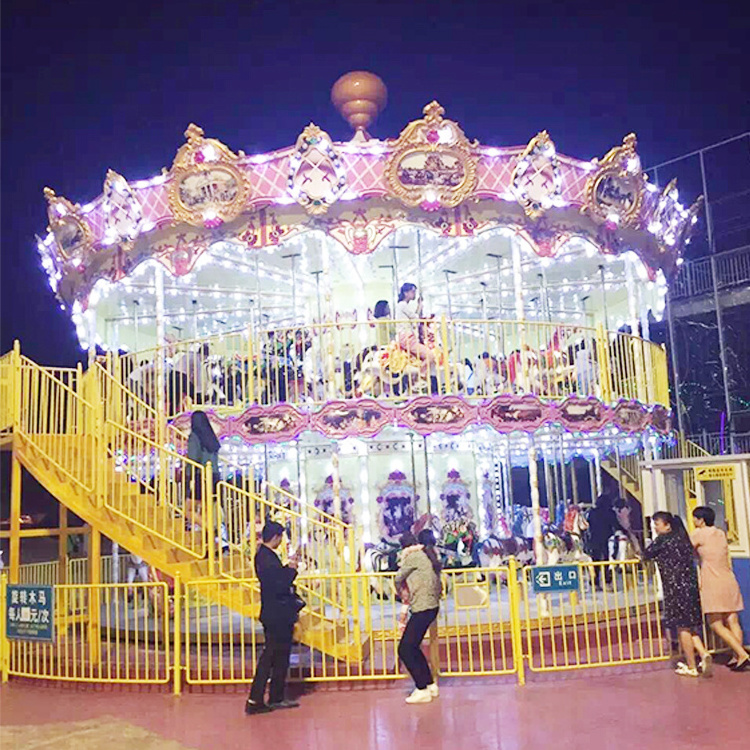 Carnival games amusement park luxury double decker carousel customized color theme park carousel for sale