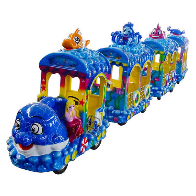 Funny common adorable profitable funfair business amusement park rides mini ocean sightseeing trackless train for sale