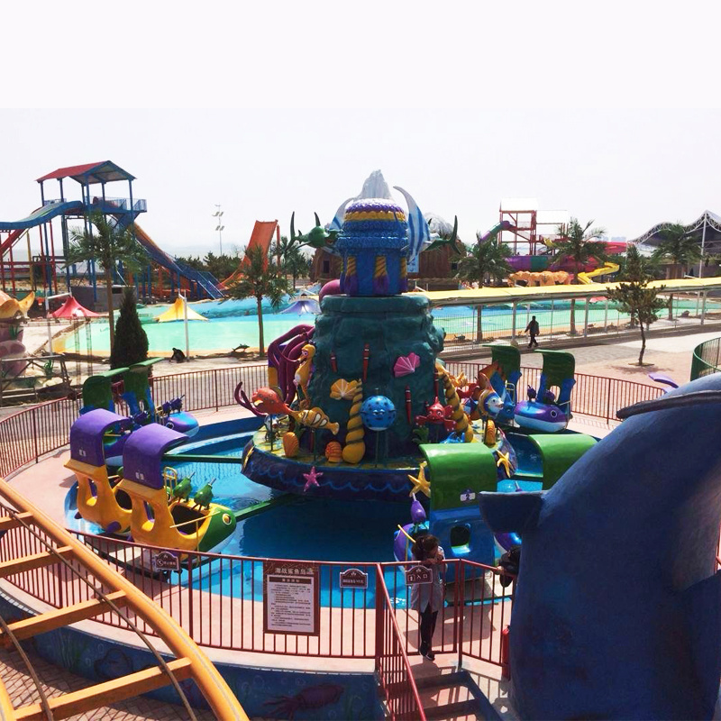 Outdoor Playground Water Rides! Ocean  Island Shark Ride With Water Gun For Children