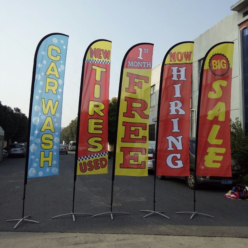 2023 New Product Popular Polyester Roadside Garden AD Personalized Advertising Outdoor Custom Beach Feather Flag Banner Stand