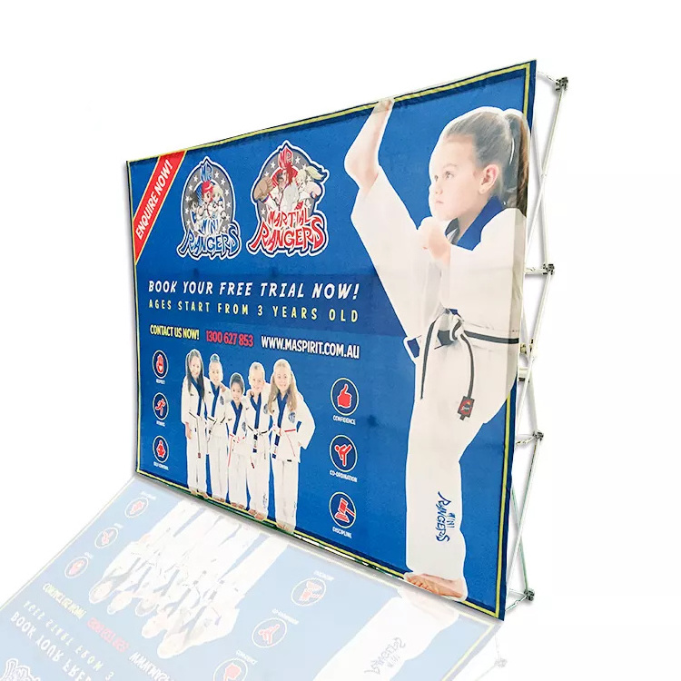 Customizable Pop Up Stand Backdrop Trade Show Display Stand Advertising Banner Display with Aluminum Rack Stand