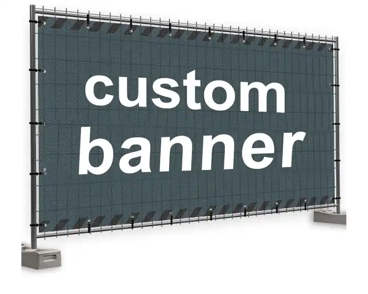 Construction Site Fence Cover Banner Roadside Barrier Covers Scrim Lite Lightweight Mesh Banner with Custom Wholesale