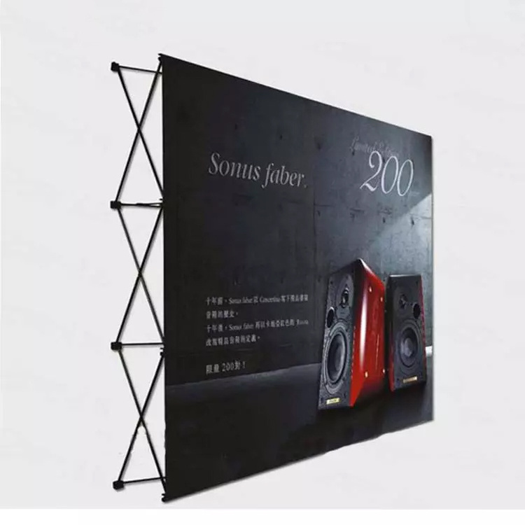 Customizable Pop Up Stand Backdrop Trade Show Display Stand Advertising Banner Display with Aluminum Rack Stand