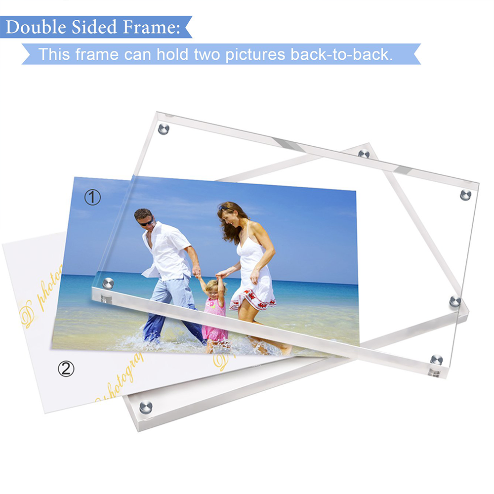 Freestanding Acrylic Photo Frame Double Sided Custom Thickness Clear Acrylic Magnetic Picture Frame for Wedding