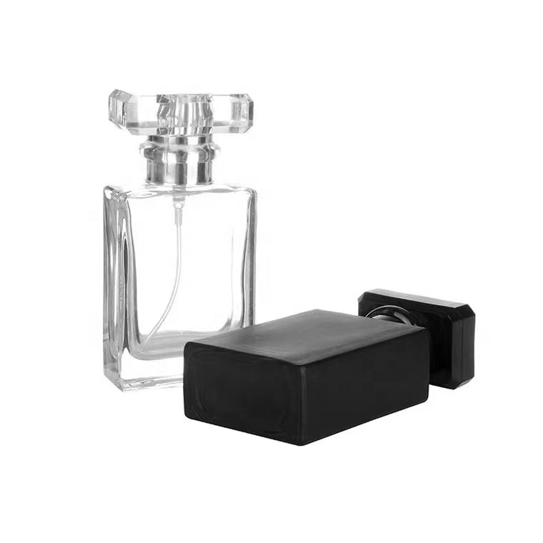 30ml 50 ml Clear Empty Luxury Flat Square Spray transparent Refillable Perfume Glass Bottle