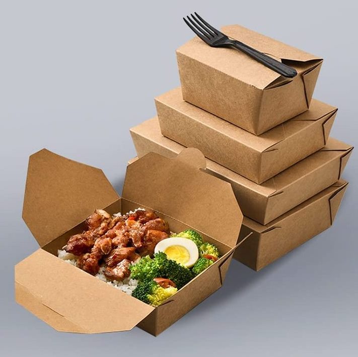 Hot Selling Recycled Brown Kraft Paper Food Grade Packaging Box Salad Sandwich Takeaway Food Lunch Box