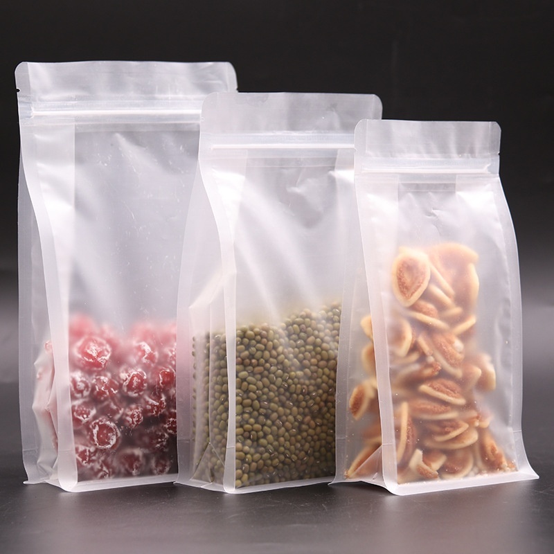 Resealable food grade plastic bags  stand up pouch bolsas para granos zip lock flat bottom gusset stand up bags