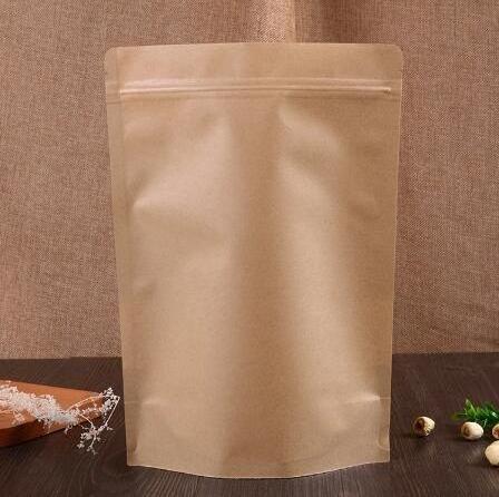 Kraft Paper Stand Up Zipper Bag with Window Resealable Zip Lock Closure Heat Seal for Food Packaging can be customized