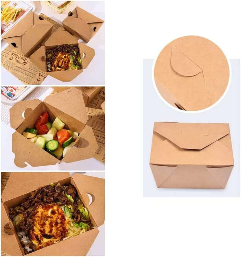 Hot Selling Recycled Brown Kraft Paper Food Grade Packaging Box Salad Sandwich Takeaway Food Lunch Box