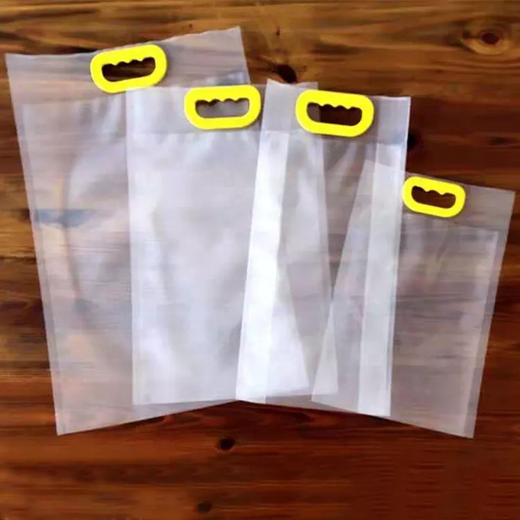 Custom 100% biodegradable transparent clear print plastic rice packing tote bag for rice packaging with handle