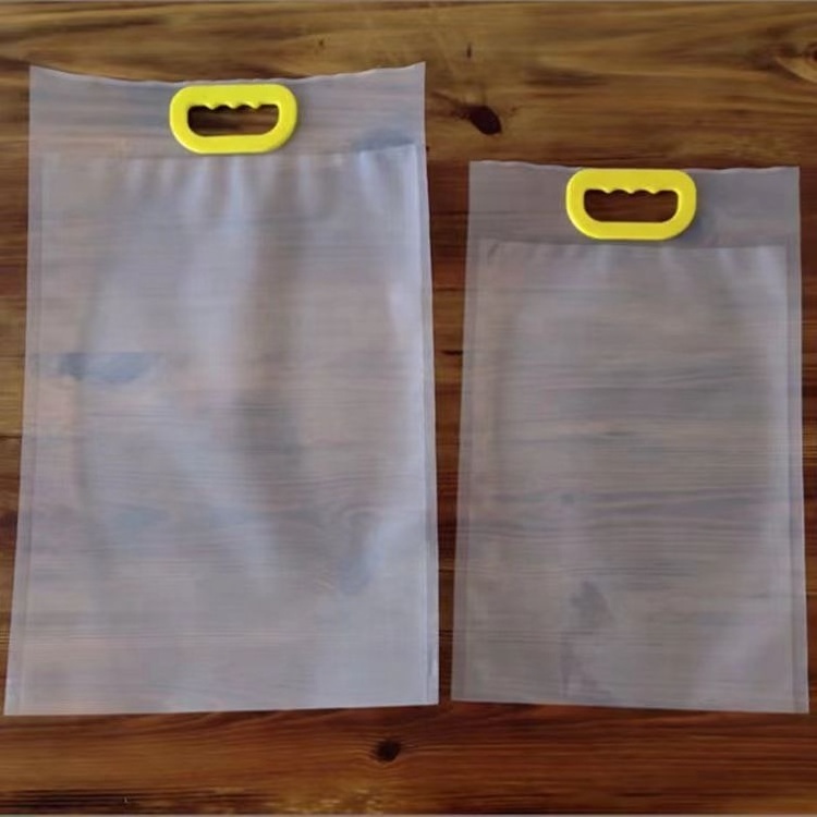 Custom 100% biodegradable transparent clear print plastic rice packing tote bag for rice packaging with handle