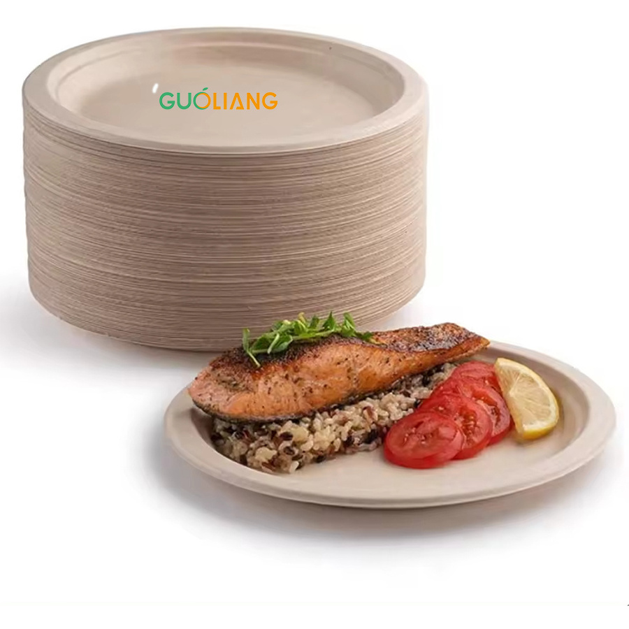 Pack Best Quality 5/6/7/8/9/10 Inch Plate Biodegradable Food Packaging Disposable Eco Friendly Paper Plates