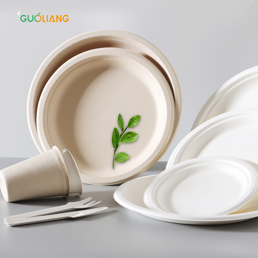 Pack Best Quality 5/6/7/8/9/10 Inch Plate Biodegradable Food Packaging Disposable Eco Friendly Paper Plates