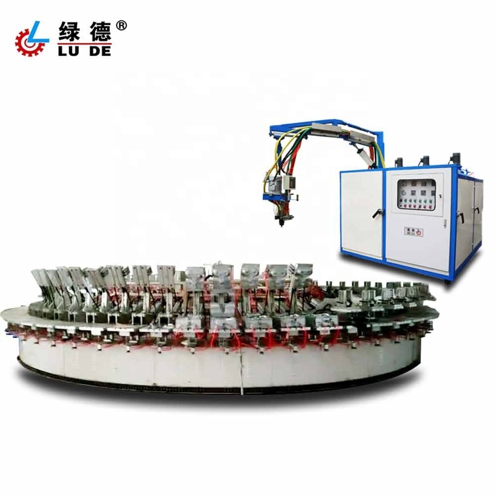 Automatic carousel PU insole outsole safety shoe union shoe injection molding machine