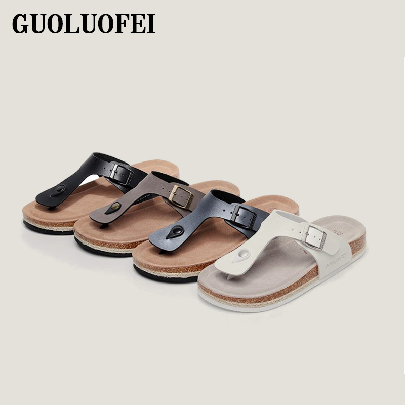 Flip Flop Men Cork Sole Adjustable Slippers Sandals Arabic Sandal Waterproof Summer PU Fur Massage Winter Printed Light Weight