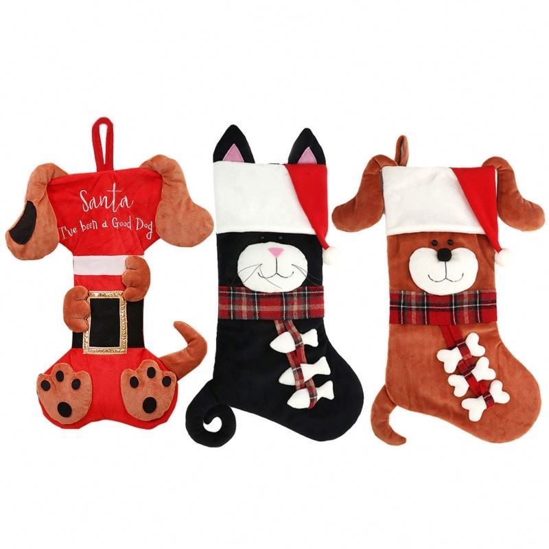 wholesale large 2024 merry christmas stockings ornaments kids dog christmas santa xmas stocking socks decorations