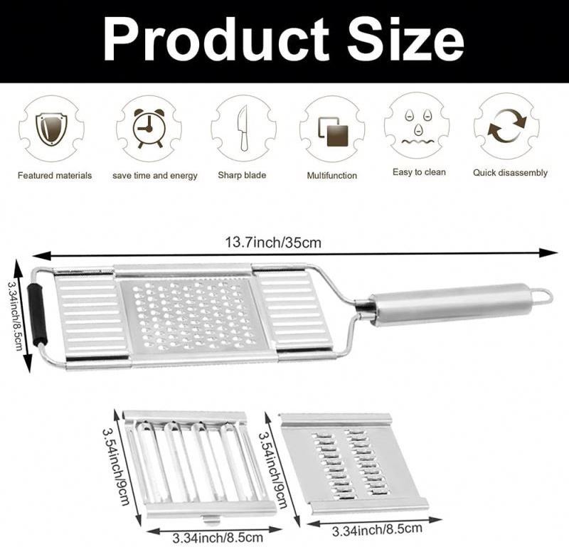 Multifunctional Plate Zester Vegetable Slicer Grater Chopper 3 in 1 Cheese Stainless Steel Grater