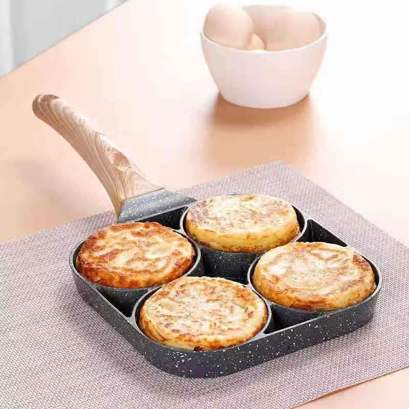 Breakfast Mini Pancake Cast Iron Pan Egg Burger Pot 4 Holes Fried Egg waffle Pot Egg frying pan