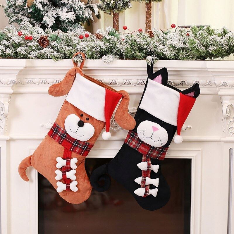 wholesale large 2024 merry christmas stockings ornaments kids dog christmas santa xmas stocking socks decorations