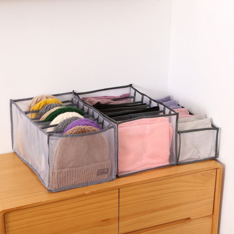 Closet Drawer Divider 7 Grids Organize Stackable Jeans Clothes Shirt Pants Organizer Foldable Cloth Storage Box Closet Organizer