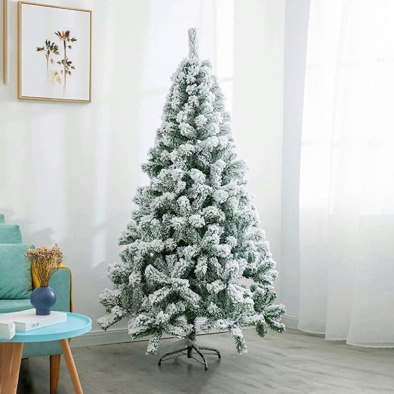 Outdoor led cone pvc flocked snow christmas tree for christmas decoration