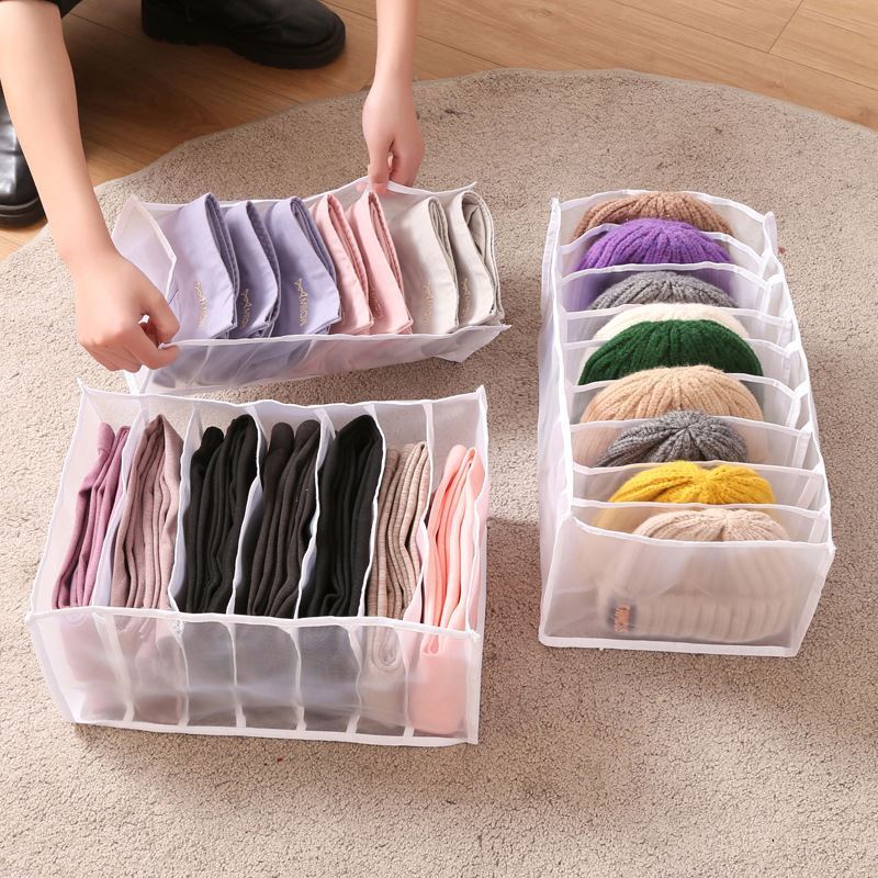 Closet Drawer Divider 7 Grids Organize Stackable Jeans Clothes Shirt Pants Organizer Foldable Cloth Storage Box Closet Organizer