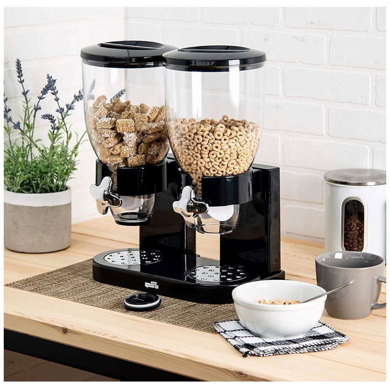 Multi-function kitchen dry food dual dispenser household double cup large capacity oatmeal storage box dry food dispenser