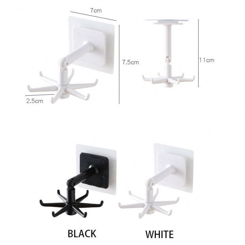 Multi-Functional 360 Degree Folding Rotary Hook Utility Kitchen Bathroom Towel Office Sticky Wall Hook