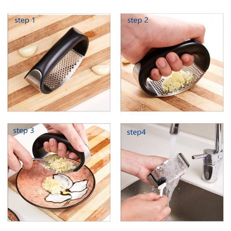 Stainless Steel Garlic Press Manual Garlic Mincer Roller Slicer for Ginger Nuts Fruit Vegetable Tools