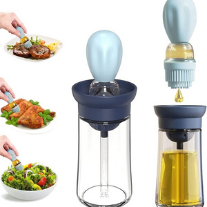 2 in 1 Silicone Dropper Measuring Oil Dispenser Bottle Glass Olive Oil Dispenser Bottle With Silicone Brush