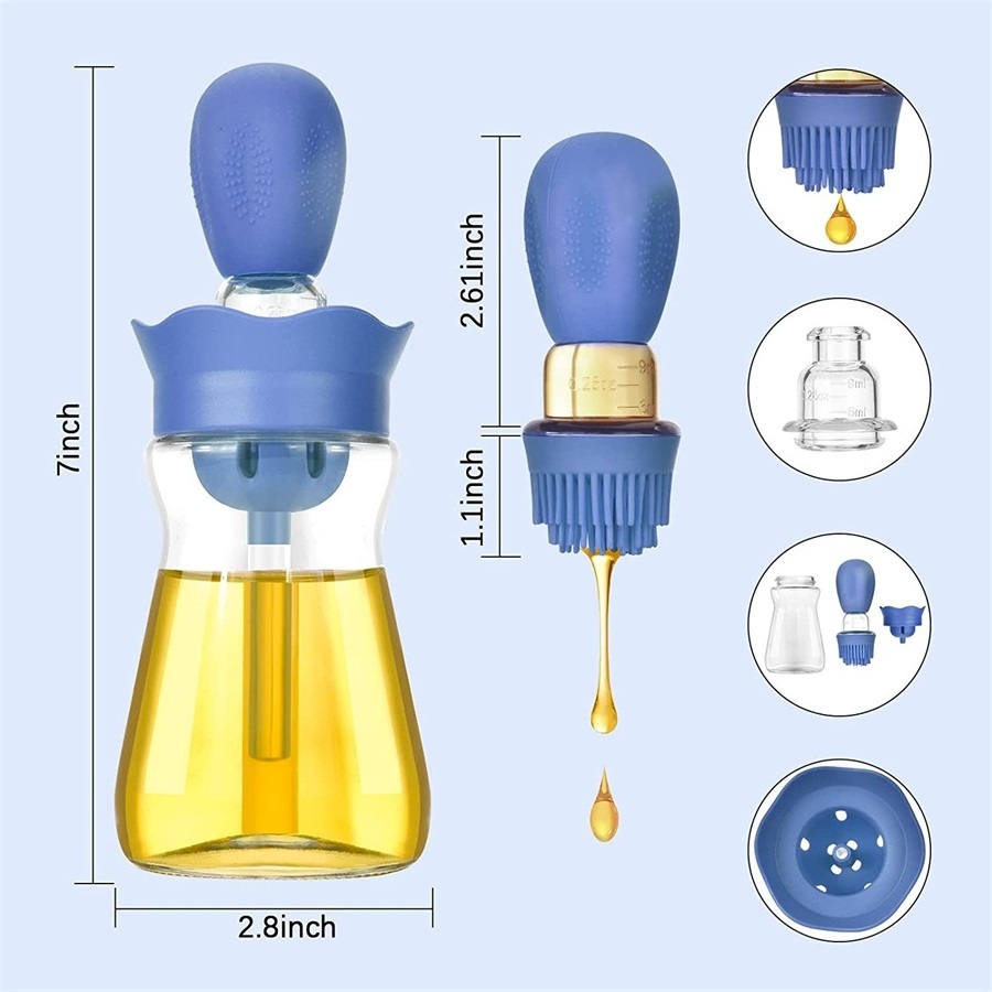 2 in 1 Silicone Dropper Measuring Oil Dispenser Bottle Glass Olive Oil Dispenser Bottle With Silicone Brush