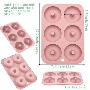 6-Cavity DIY Easy Use Donut Maker Chocolate Silicone Mold Cake Mould Candle Mode BPA Free Non-Toxic Oven Available Silicon Gift