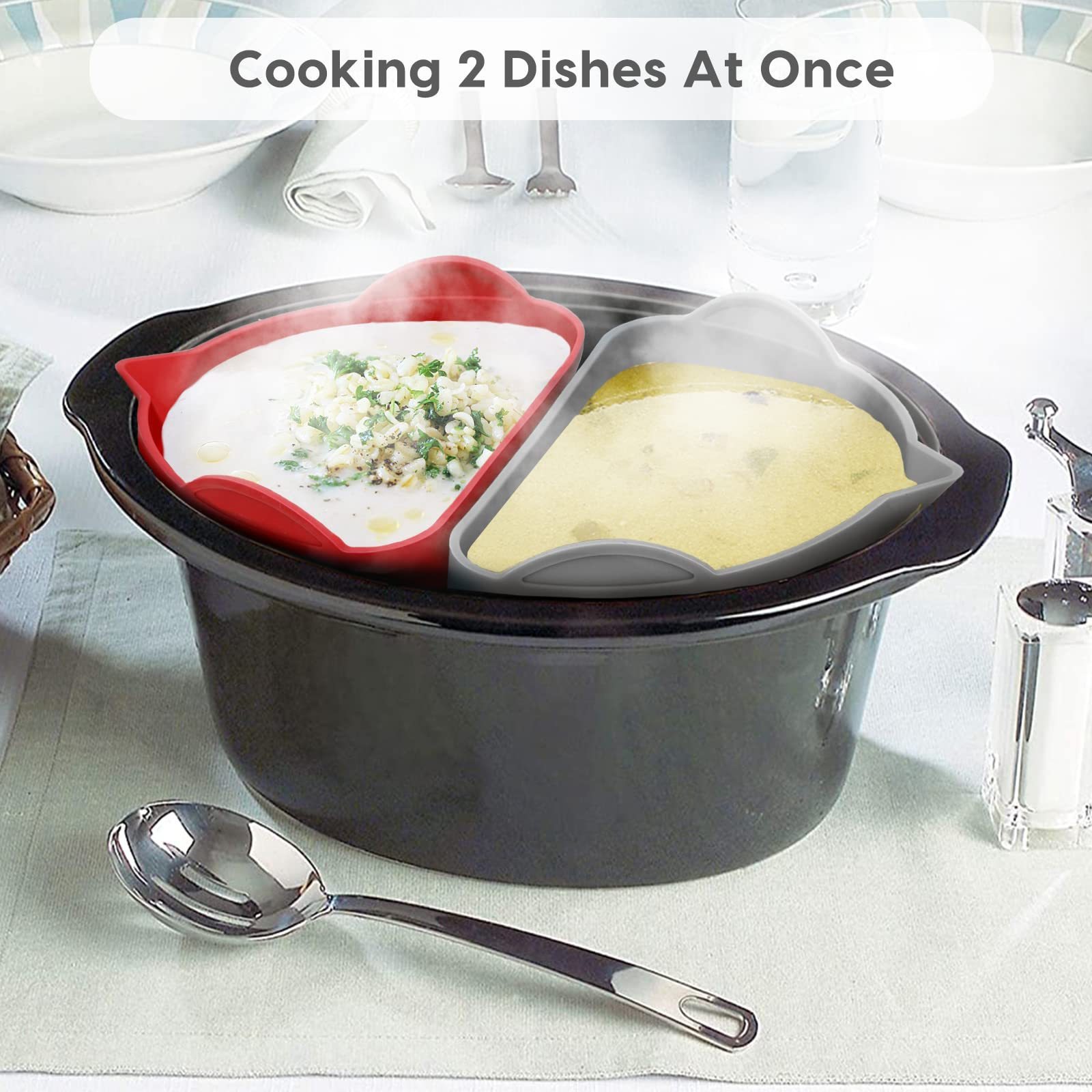 Reusable Silicone Insert Crockpot Foldable Dishwasher Safe Silicone Slow Cooker Liners Divider