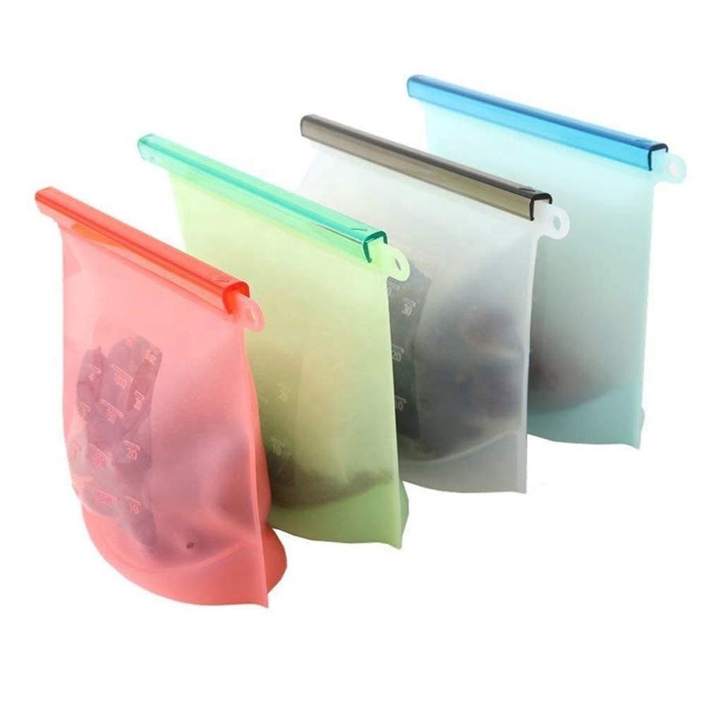 Free Samples 1500ML Leak proof Reusable Fresh Silicone Freezer Bag BPA Free Food Grade Reusable Bag Silicone Food Storage Bag