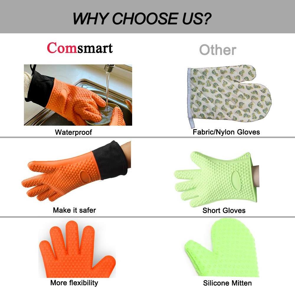 Custom Silicone Heat Resistant Gloves Oven Mitts Waterproof Extra Long BBQ Grill Meat Smoker Gloves for Baking Frying Grilling