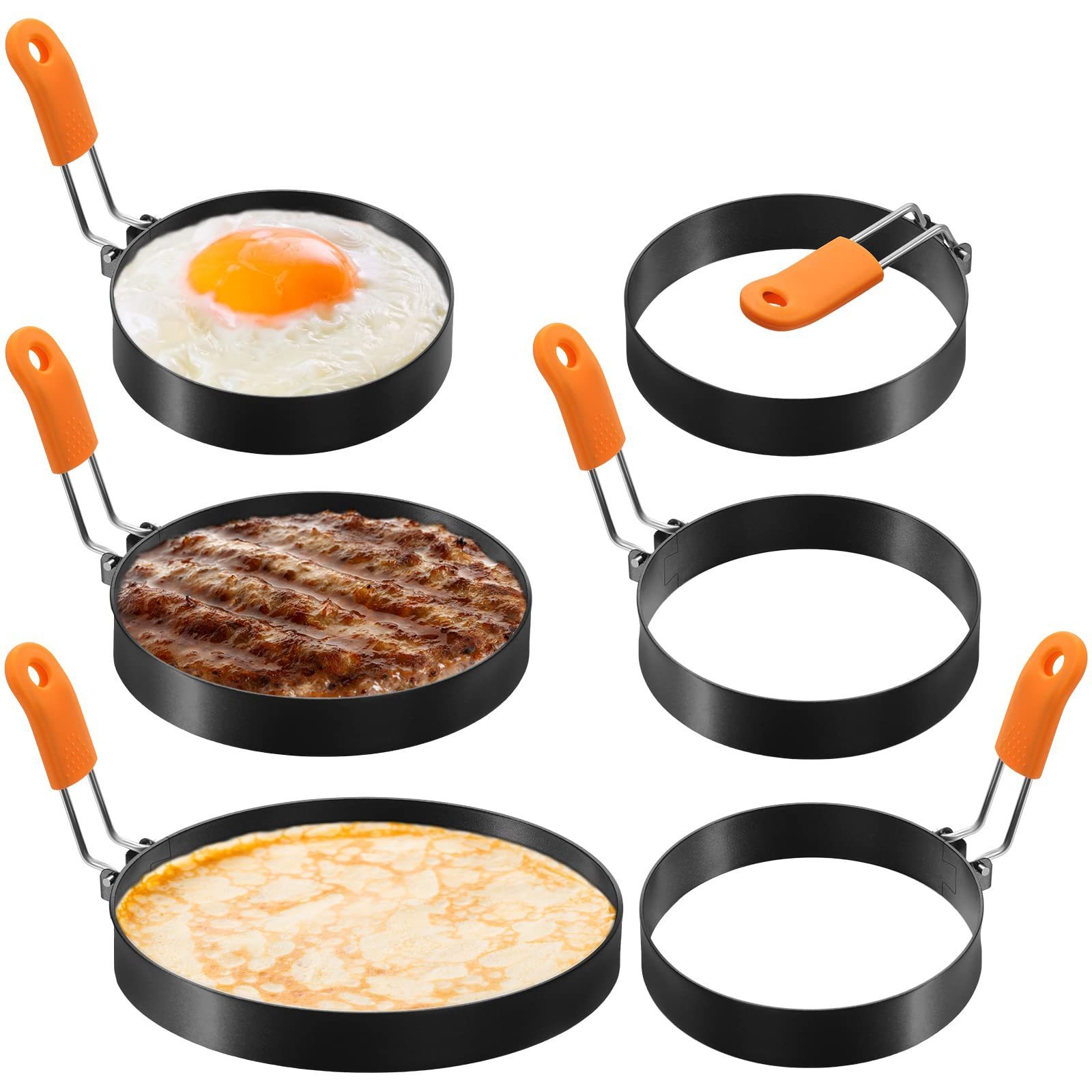 Multifunction ODM/OEM Heat Resistance Silicone Fried Egg Meat Pancake Fry Mold Rings BPA Free Food Grade Cookware Tool Easy Use