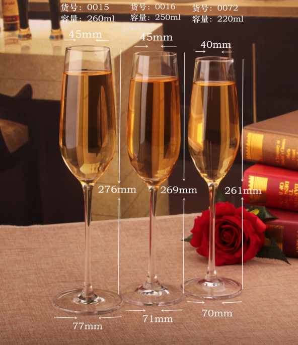 Wholesale Luxury Handmade Individuation Clear Champagne Flutes Glass Wine Goblet With Three Size