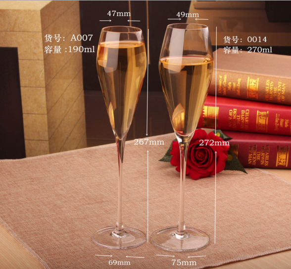 Wholesale Luxury Handmade Individuation Clear Champagne Flutes Glass Wine Goblet With Three Size