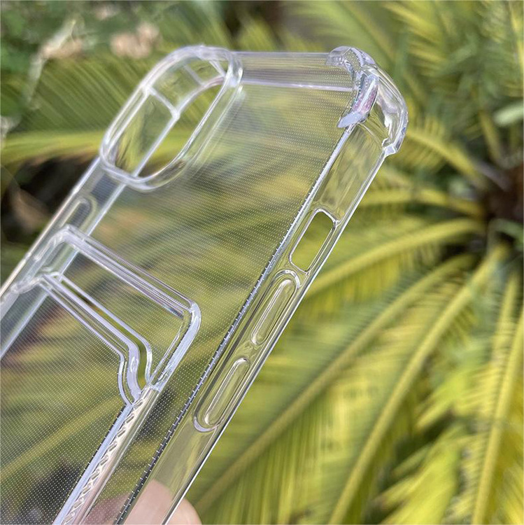 New Design card holder slot transparent clear shockproof phone case for iphone 14 pro max 13 12 11 x xr xs 7 8